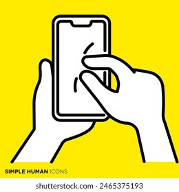 Simple human icon series, hand pinching in on smartphone