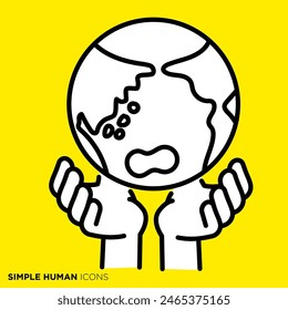 Simple human icon series, hands supporting the earth