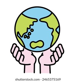 Simple human icon series, hands supporting the earth