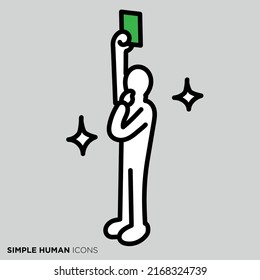 Simple human icon series "Judge to put out green cards"