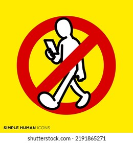 Einfache menschliche Icon-Serie "Mark of Walking Smartphone Prohibition"