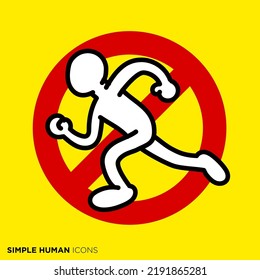 Einfache menschliche Icon-Serie "Mark, die das Laufen untersagt"