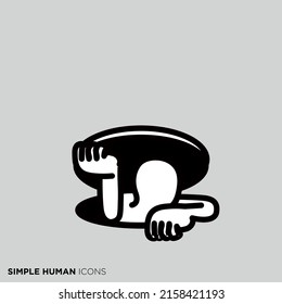 A simple human icon series "People coming out of the hole manhole"