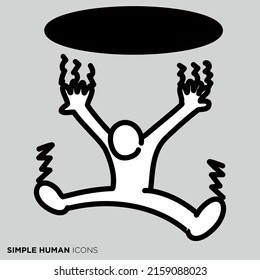 Simple human icon series "People who are likely to fall into holes"