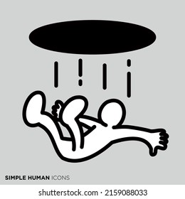 Simple human icon series "People who fall into holes"