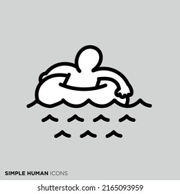 A simple human icon series "People floating on a floating ring"