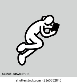 Simple human icon series "People who watch smartphones"
