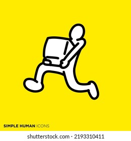 Simple human icon series "People who hurry their luggage"