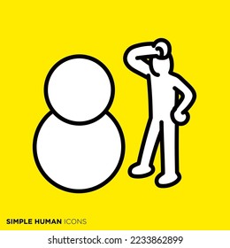 Simple human icon series "People who make snowman"