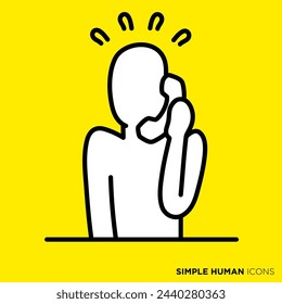 Simple human icon series "People who are impatient over the phone"