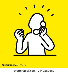 Simple human icon series "People who are happy over the phone"