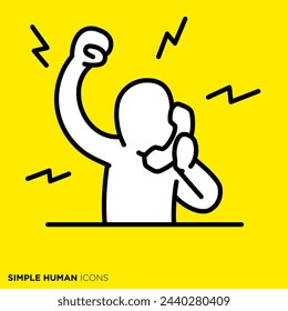 Simple human icon series "People who get angry over the phone"