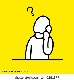 Simple human icon series "People who are wondering over the phone"