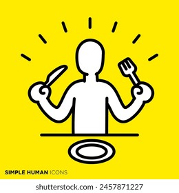 Simple serie de iconos humanos, la gente comiendo