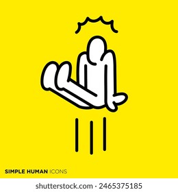 Simple human icon series, people jumping up in surprise