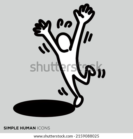 Simple human icon series "People who are likely to fall into holes"