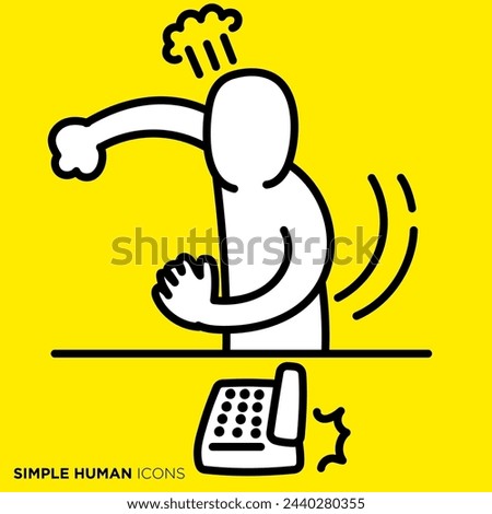 A simple human icon series "People who are chased by telephone support"