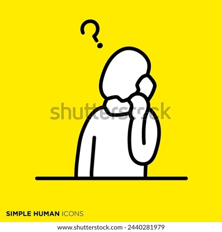 Simple human icon series "People who are wondering over the phone"
