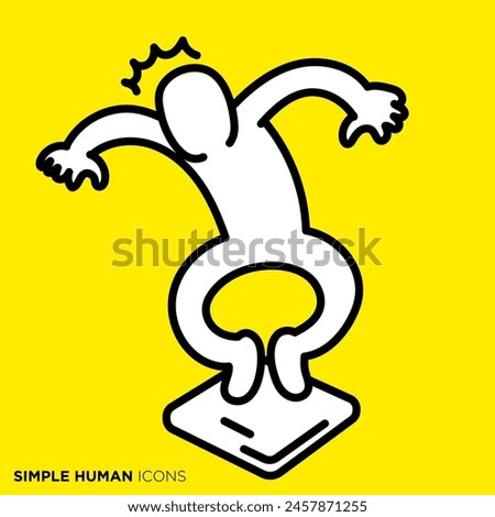 Simple human icon series, people surprised by weight measurement results
