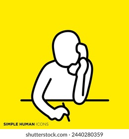 Simple human icon series, person who writes the contents of the phone