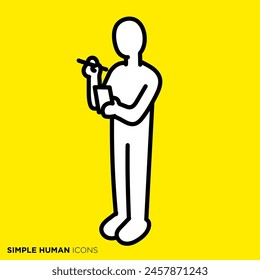 Simple human icon series, person taking notes