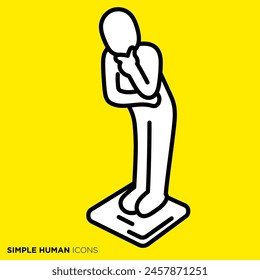 Simple human icon series, person measuring weight