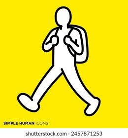 Simple human icon series, person walking with a backpack