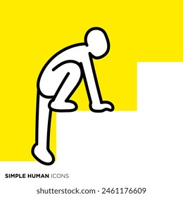 Simple human icon series, person quietly climbing the stairs