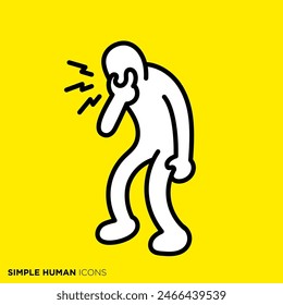 Simple human icon series, person holding the inner corner of the eye