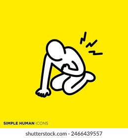 Simple human icon series, a person who has chest pain and squats down