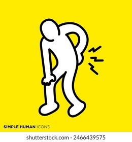 Simple human icon series, person with lower back pain