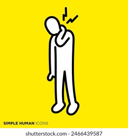 Simple human icon series, person with neck pain