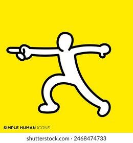 Simple human icon series, person pointing forward