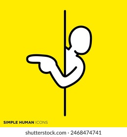 Simple human icon series, person pointing through the wall