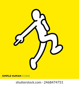 Simple human icon series, person pointing in surprise