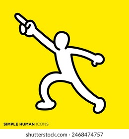Simple human icon series, person pointing diagonally upward