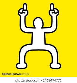 Simple human icon series, person pointing upwards