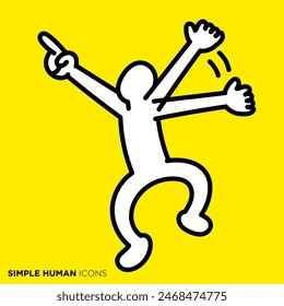 Simple human icon series, person pointing with excitement