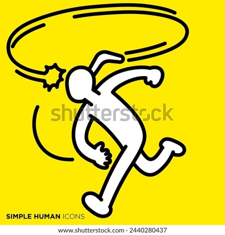 A simple human icon series, a person who is backed by the returned boomerang