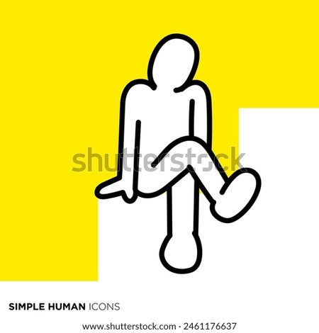 Simple human icon series, person relaxing and sitting on the stairs