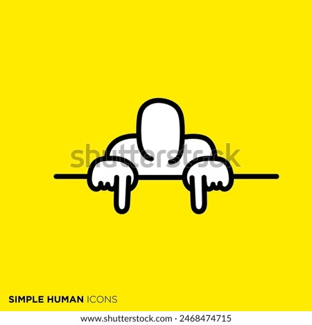 Simple human icon series, person pointing through the wall