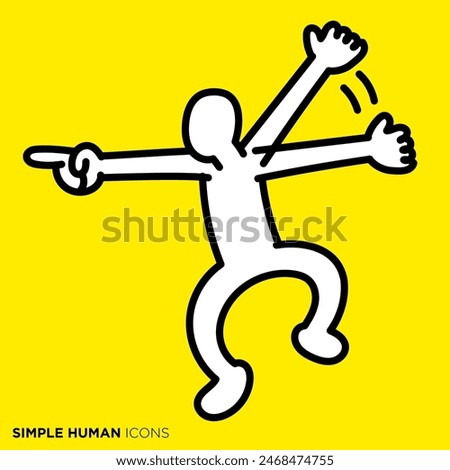 Simple human icon series, person pointing with excitement