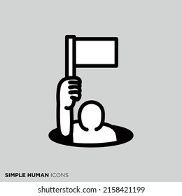 Simple human icon series "Raise the white flag"