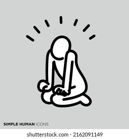 A simple human icon series "Sitting and waiting for an exciting person"