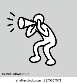 Simple human icon series "Support with megaphone"