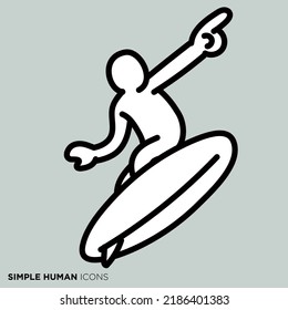 Simple human icon series "Surfing people"