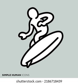 Simple human icon series "Surfing people"