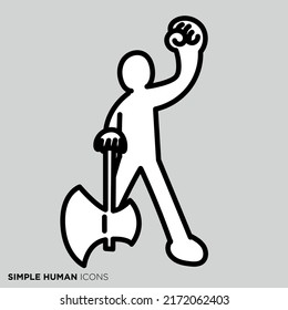 Una simple serie de íconos humanos "La persona que tiene un hacha"