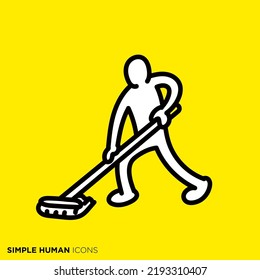 Simple human icon series "The person who cleans the floor"