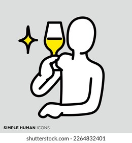 A simple human icon series "toast with wine"